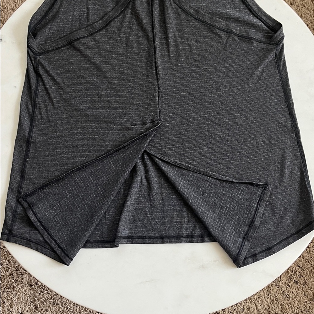 Lululemon Athletica Tank Top Size 8 Charcoal Striped Racerback Split Back - Picture 8 of 11